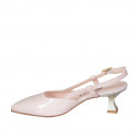 Slingback à bout pointu pour femmes en cuir verni nude avec talon bobine 5 - Pointures disponibles:  32, 33, 34, 35, 43, 44, 45
