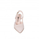 Slingback à bout pointu pour femmes en cuir verni nude avec talon bobine 5 - Pointures disponibles:  32, 33, 34, 35, 43, 44, 45