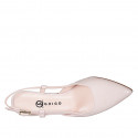 Slingback à bout pointu pour femmes en cuir verni nude avec talon bobine 5 - Pointures disponibles:  32, 33, 34, 35, 43, 44, 45