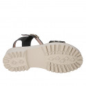 Sandale pour femmes avec courroie et goujons en cuir noir talon 4 - Pointures disponibles:  32, 33, 35, 42, 43, 45
