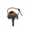 Mule modèle Mary Jane à bout fermé pour femmes en cuir noir avec courroie talon 7 - Pointures disponibles:  31, 32, 33, 34, 35, 42, 43, 45
