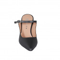 Mule modèle Mary Jane à bout fermé pour femmes en cuir noir avec courroie talon 7 - Pointures disponibles:  31, 32, 33, 34, 35, 42, 43, 45