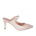 Mule modèle Mary Jane à bout fermé pour femmes en cuir nue avec courroie talon 7 - Pointures disponibles:  31, 32, 33, 34, 35, 42, 45