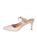 Mule modèle Mary Jane à bout fermé pour femmes en cuir nue avec courroie talon 7 - Pointures disponibles:  31, 32, 33, 34, 35, 42, 45
