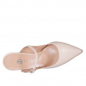 Mule modèle Mary Jane à bout fermé pour femmes en cuir nue avec courroie talon 7 - Pointures disponibles:  31, 32, 33, 34, 35, 42, 45