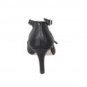 Chaussure ouverte à bout pointu pour femmes avec courroies en cuir noir talon 7 - Pointures disponibles:  31, 32, 35, 42, 43, 44