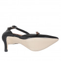 Chaussure ouverte à bout pointu pour femmes avec courroies en cuir noir talon 7 - Pointures disponibles:  31, 32, 35, 42, 43, 44