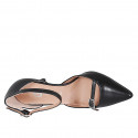 Chaussure ouverte à bout pointu pour femmes avec courroies en cuir noir talon 7 - Pointures disponibles:  31, 32, 35, 42, 43, 44