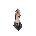 Chaussure ouverte à bout pointu pour femmes avec courroie et boucle en cuir noir talon 10 - Pointures disponibles:  42, 43, 44, 45