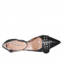 Chaussure ouverte à bout pointu pour femmes avec courroie et boucle en cuir noir talon 10 - Pointures disponibles:  42, 43, 44, 45