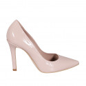 Zapato de salón puntiagudo en charol nude con tacon 10 - Tallas disponibles:  31, 32, 33, 34, 35, 42, 43, 44, 45