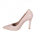 Zapato de salón puntiagudo en charol nude con tacon 10 - Tallas disponibles:  31, 32, 33, 34, 35, 42, 43, 44, 45