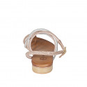 Woman's thong sandal in cognac brown and copper leather with silver and copper rhinestones and strap heel 2 - Available sizes:  32, 33, 34, 35, 42, 43, 44, 45