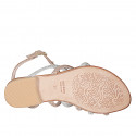 Sandalo infradito da donna in pelle cuoio e rame con strass rame e argento e cinturino tacco 2 - Misure disponibili: 32, 33, 34, 35, 42, 43, 44, 45