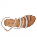 Sandalo infradito da donna in pelle cuoio e rame con strass rame e argento e cinturino tacco 2 - Misure disponibili: 32, 33, 34, 35, 42, 43, 44, 45