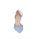 Chaussure ouverte à bout pointu pour femmes avec courroies en cuir bleu clair talon 7 - Pointures disponibles:  31, 33, 34, 35, 42, 43, 44, 45