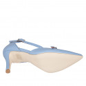 Chaussure ouverte à bout pointu pour femmes avec courroies en cuir bleu clair talon 7 - Pointures disponibles:  31, 33, 34, 35, 42, 43, 44, 45