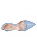Chaussure ouverte à bout pointu pour femmes avec courroies en cuir bleu clair talon 7 - Pointures disponibles:  31, 33, 34, 35, 42, 43, 44, 45