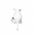 Woman's pointy open shoe with strap and buckle in white leather heel 10 - Available sizes:  42, 43, 44, 45