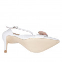 Woman's pointy open shoe with strap and buckle in white leather heel 10 - Available sizes:  42, 43, 44, 45