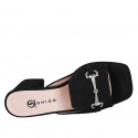 Mule pour femmes en daim noir avec accessoire, plateforme et talon 7 - Pointures disponibles:  33, 34, 35, 42, 43, 44, 45