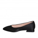 Zapato de salon a punta para mujer en satén negra tacon 2 - Tallas disponibles:  32, 34, 35