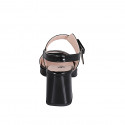 Sandale pour femmes avec plateforme, boucle et elastique en cuir verni noir talon 7 - Pointures disponibles:  35, 43, 44