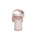 Sandalia para mujer con plataforma, hebilla y elastico en charol rosa tacon 7 - Tallas disponibles:  33, 34, 35, 42, 43, 44, 45