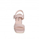 Sandalia para mujer con plataforma, hebilla y elastico en charol rosa tacon 7 - Tallas disponibles:  33, 34, 35, 42, 43, 44, 45