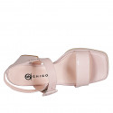 Sandalia para mujer con plataforma, hebilla y elastico en charol rosa tacon 7 - Tallas disponibles:  33, 34, 35, 42, 43, 44, 45