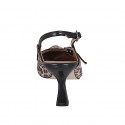 Slingback à bout pointu pour femmes en cuir noir et daim tacheté avec courroie talon 7 - Pointures disponibles:  33, 34, 35, 42, 43