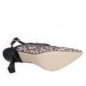 Slingback à bout pointu pour femmes en cuir noir et daim tacheté avec courroie talon 7 - Pointures disponibles:  33, 34, 35, 42, 43