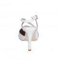Slingback a punta con cinturino con strass in pelle bianca tacco 9 - Misure disponibili: 31, 33, 34, 35, 42, 43, 45
