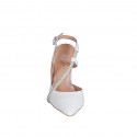 Pointy slingback with rhinestone strap in white leather heel 9 - Available sizes:  31, 33, 34, 35, 42, 43, 44, 45