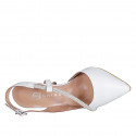 Slingback a punta con cinturino con strass in pelle bianca tacco 9 - Misure disponibili: 31, 33, 34, 35, 42, 43, 45