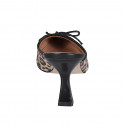 Mule pour femmes avec bout droit en cuir noir, daim tacheté et noeud talon 7 - Pointures disponibles:  31, 33, 34, 35, 42