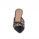 Mule pour femmes avec bout droit en cuir noir, daim tacheté et noeud talon 7 - Pointures disponibles:  31, 33, 34, 35, 42