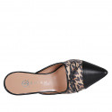 Mule pour femmes avec bout droit en cuir noir, daim tacheté et noeud talon 7 - Pointures disponibles:  31, 33, 34, 35, 42