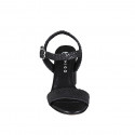 Sandalo da donna con cinturino in pelle intrecciata nera tacco 7 - Misure disponibili: 32, 35, 42, 43