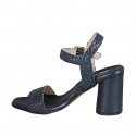 Sandale avec courroie pour femmes en cuir tressé bleu talon 7 - Pointures disponibles:  32, 33, 34, 35, 42, 43, 44, 45