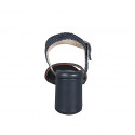 Sandale avec courroie pour femmes en cuir tressé bleu talon 7 - Pointures disponibles:  32, 33, 34, 35, 42, 43, 44, 45
