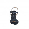 Sandale avec courroie pour femmes en cuir tressé bleu talon 7 - Pointures disponibles:  32, 33, 34, 35, 42, 43, 44, 45