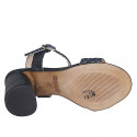 Sandale avec courroie pour femmes en cuir tressé bleu talon 7 - Pointures disponibles:  32, 33, 34, 35, 42, 43, 44, 45