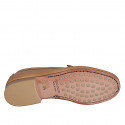 Mocassin avec accessoire d'or pour femmes en cuir cognac talon 2 - Pointures disponibles:  33, 35, 42, 43, 44