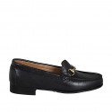 Woman's loafer with gold accessory in black leather heel 2 - Available sizes:  35, 44, 45