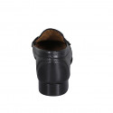 Woman's loafer with gold accessory in black leather heel 2 - Available sizes:  35, 44, 45