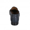Mocassino da donna con accessorio argento in pelle blu tacco 2 - Misure disponibili: 33, 35, 42, 43, 44, 45