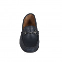 Mocassino da donna con accessorio argento in pelle blu tacco 2 - Misure disponibili: 33, 35, 42, 43, 44, 45
