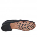 Mocassino da donna con accessorio argento in pelle blu tacco 2 - Misure disponibili: 33, 35, 42, 43, 44, 45