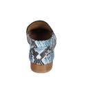 Mocassino da donna in pelle stampata azzurra, nera e bianca tacco 2 - Misure disponibili: 33, 34, 35, 42, 43, 44